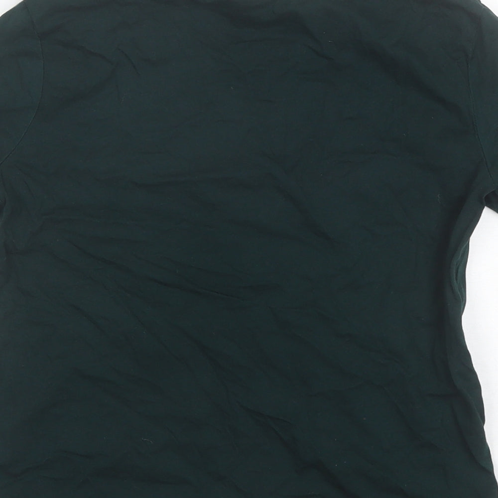Topshop Womens Green  Cotton Basic T-Shirt Size 6 Round Neck