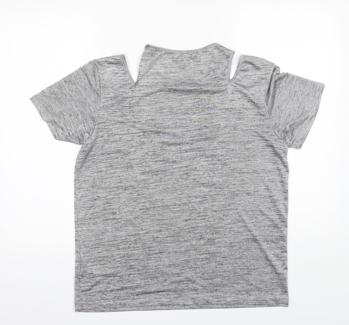 Topshop Womens Grey  Polyester Basic Blouse Size 10 Round Neck