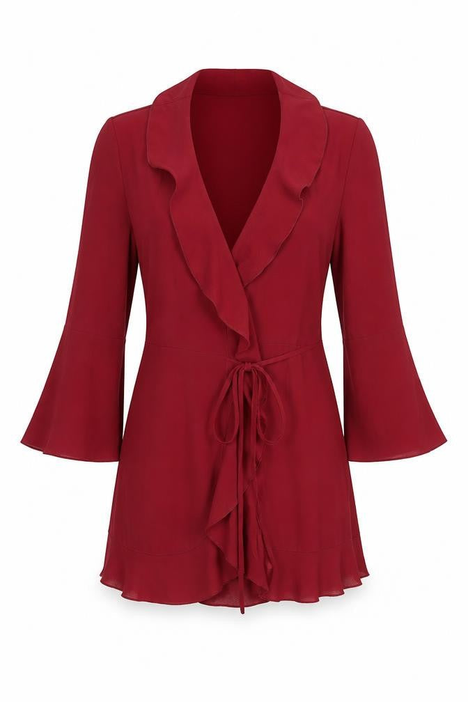 Outrageous Fortune Womens Red V-Neck  Polyester Cardigan Jumper Size 14