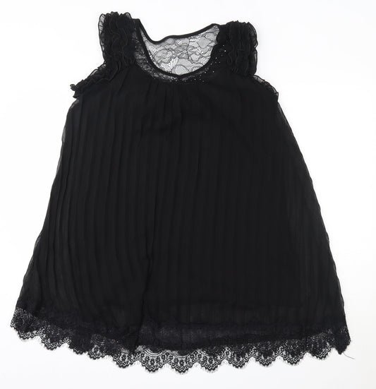 LUNA Womens Black  Polyester Tank Dress  Size S  Round Neck