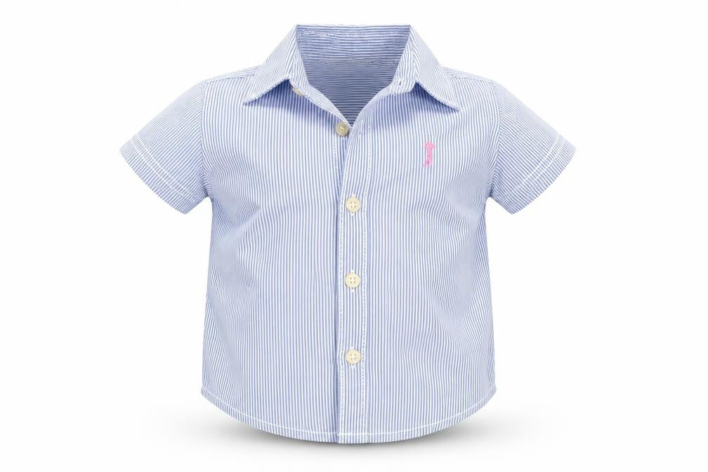 Carter's Baby Blue Striped 100% Cotton Basic Button-Up Size 0-3 Months Collared