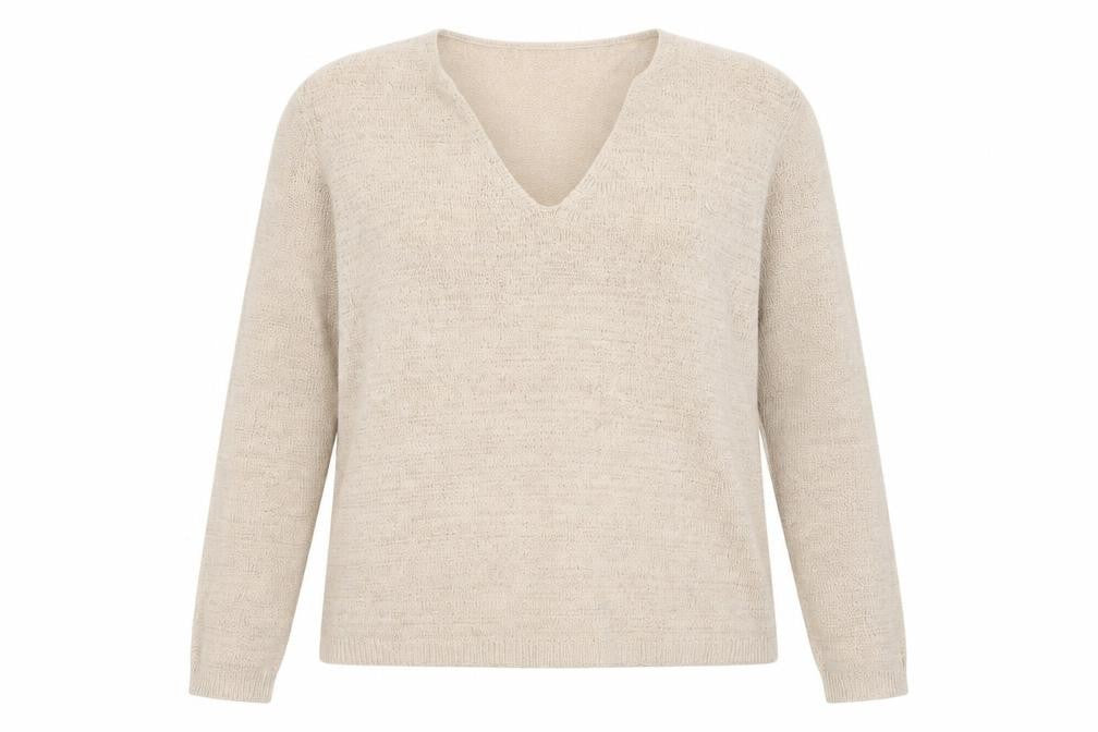 MNG Womens Beige V-Neck  Acrylic Pullover Jumper Size L   - Light Beige