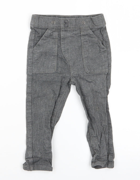 Nutmeg Boys Grey Herringbone Cotton Dungaree One-Piece Size 12-18 Months  Pullover