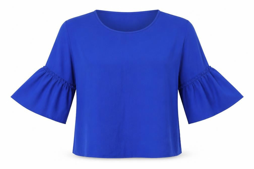 Stradivarius Womens Blue  Polyester Basic Blouse Size XL Round Neck