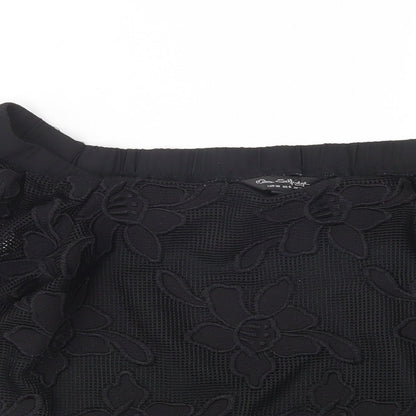 Miss Selfridge Womens Black Floral Polyester Basic Blouse Size 10 Boat Neck