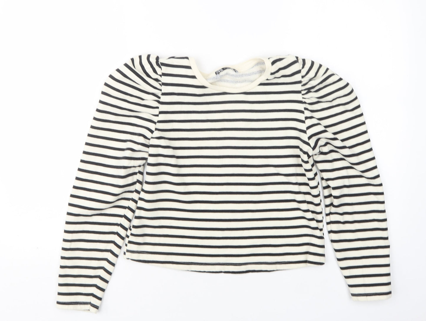 Zara Womens Multicoloured Round Neck Striped Cotton Pullover Jumper Size S