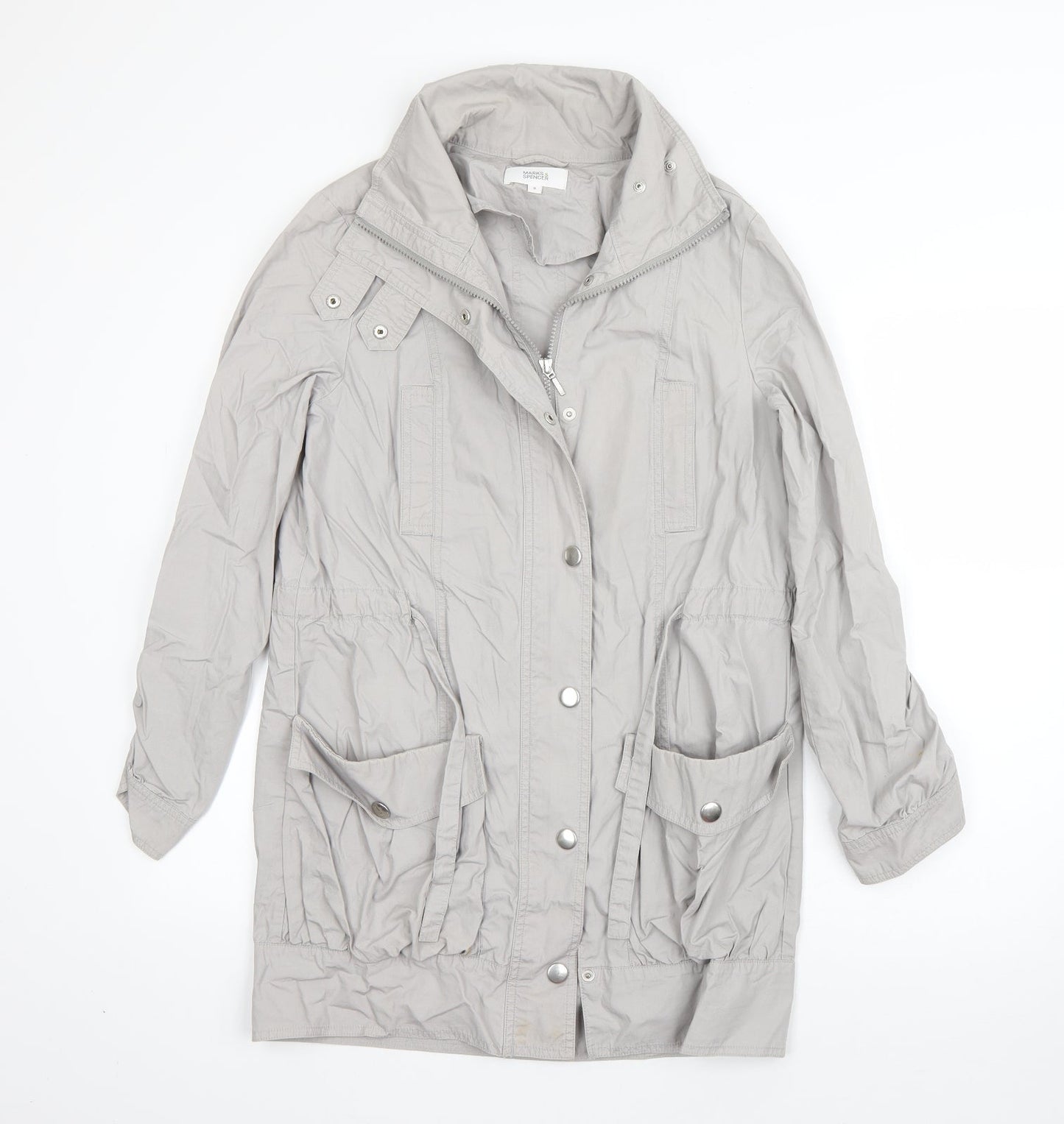 M&S Womens Grey   Overcoat Coat Size 8