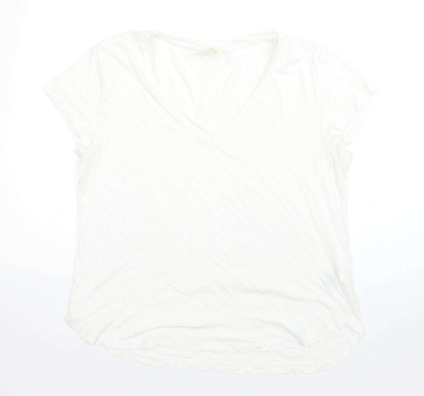 H&M Womens White  100% Cotton Basic T-Shirt Size M Round Neck