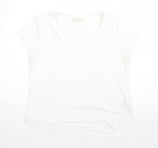 H&M Womens White  100% Cotton Basic T-Shirt Size M Round Neck