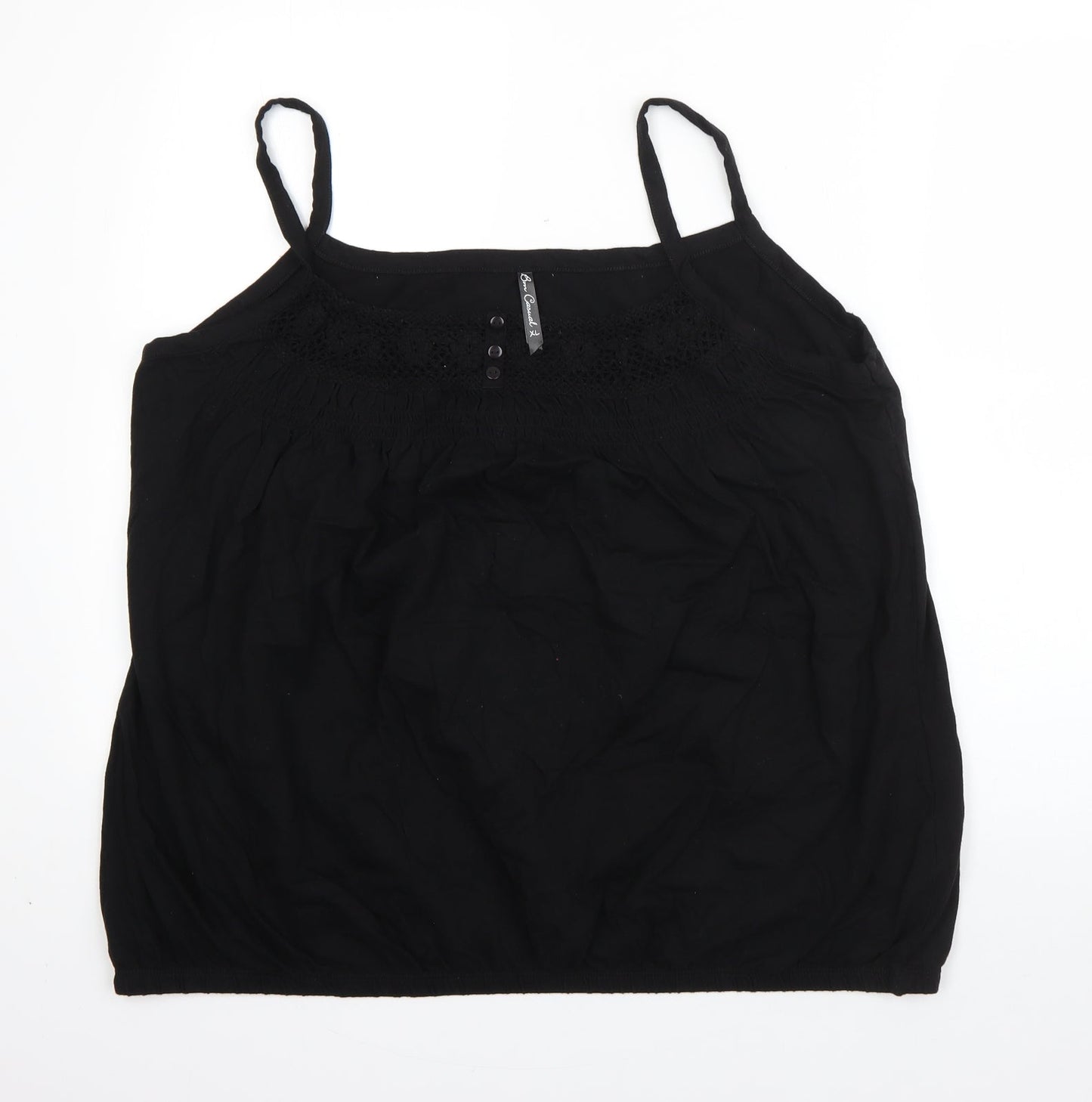BM Womens Black  Cotton Basic Blouse Size XL Square Neck