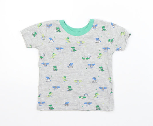 NEXT Boys Grey  Cotton Basic T-Shirt Size 9-12 Months Round Neck  - crocodiles