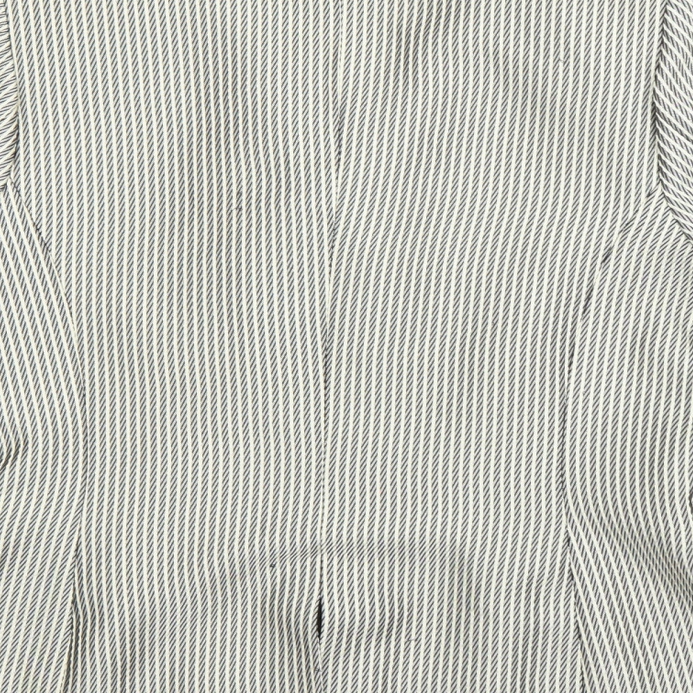 Presen Womens Beige Striped  Jacket Blazer Size 12  Zip