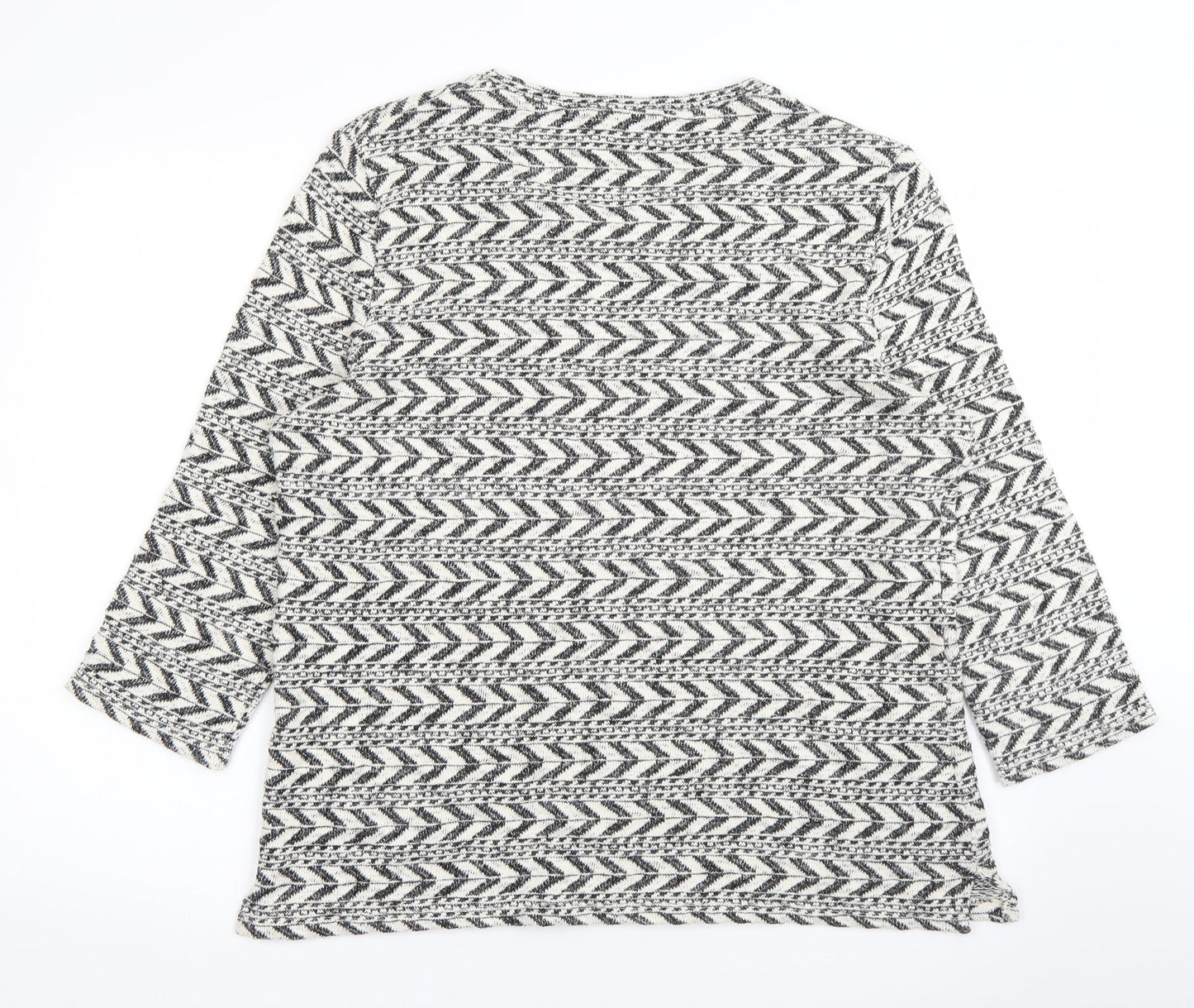 TU Womens White Round Neck Striped Cotton Pullover Jumper Size 18
