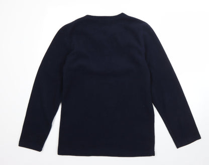 Preloved Preworn Mens Blue V-Neck  Polyester Pullover Jumper Size S - Back