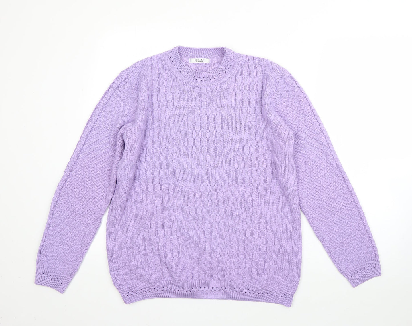 Berkertex Womens Purple Round Neck  Acrylic Pullover Jumper Size 12