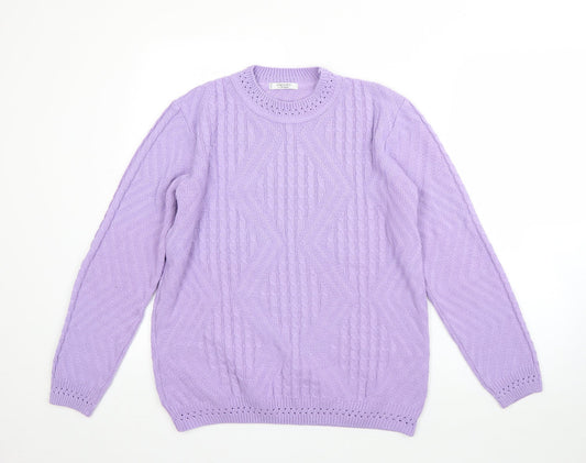 Berkertex Womens Purple Round Neck  Acrylic Pullover Jumper Size 12