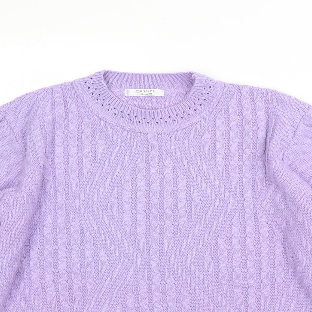 Berkertex Womens Purple Round Neck  Acrylic Pullover Jumper Size 12