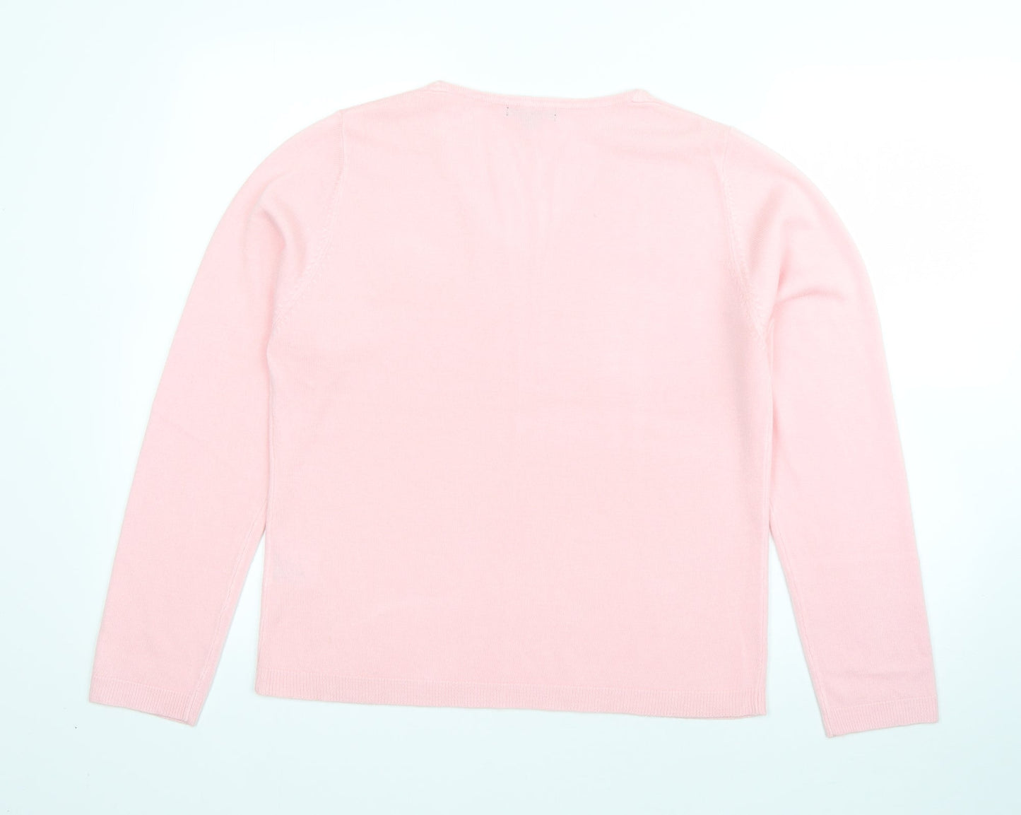 Debbie Morgan Womens Pink V-Neck  Acrylic Pullover Jumper Size L