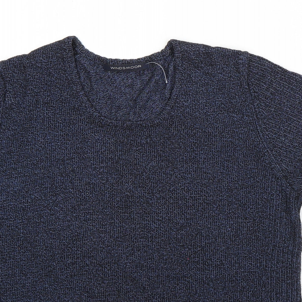 Windsor Womens Blue Round Neck  Viscose Pullover Jumper Size S