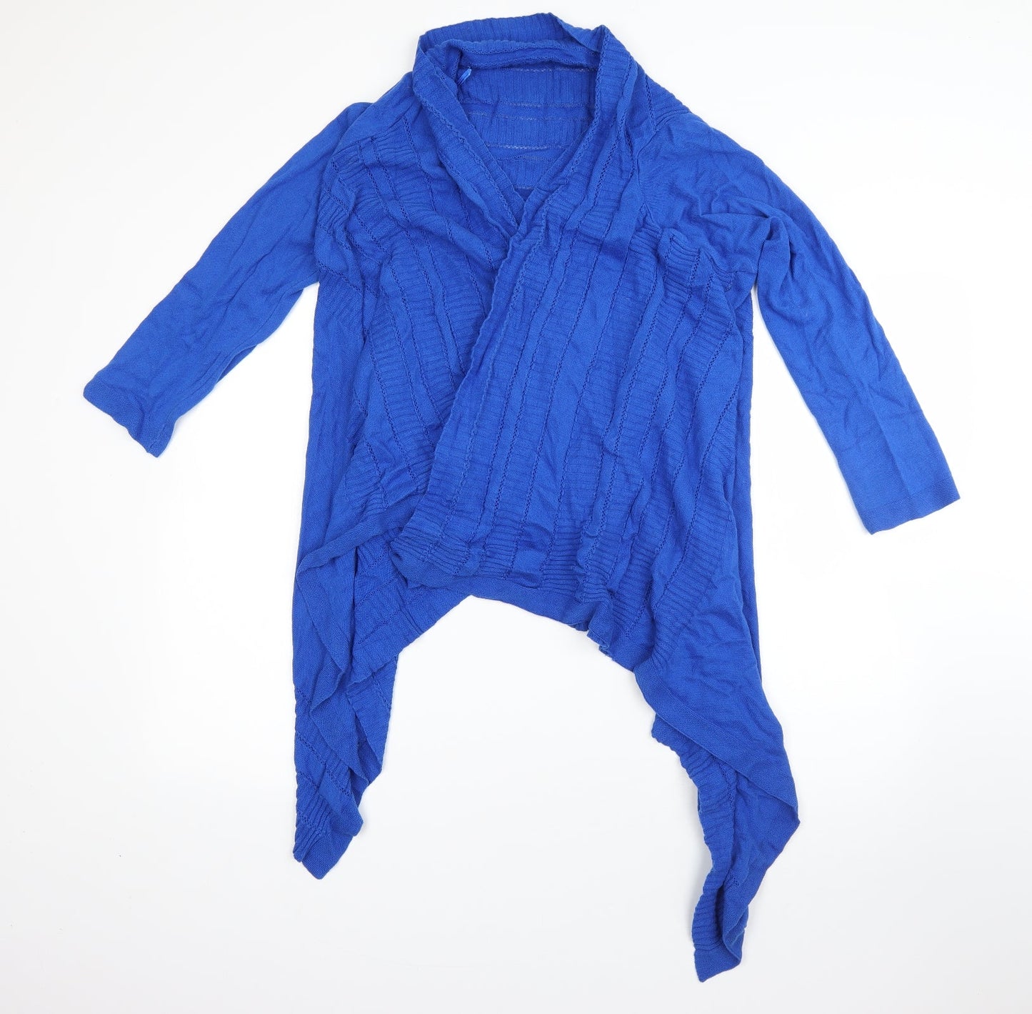 M&S Womens Blue V-Neck  Cotton Cardigan Jumper Size M