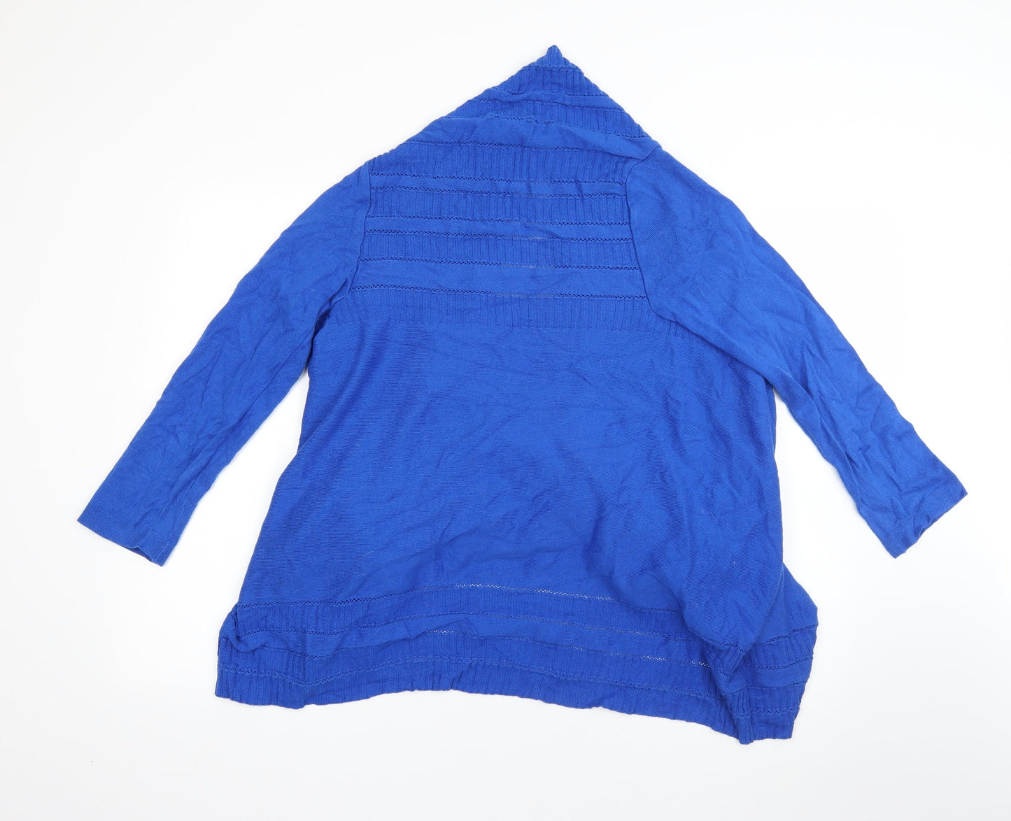 M&S Womens Blue V-Neck  Cotton Cardigan Jumper Size M