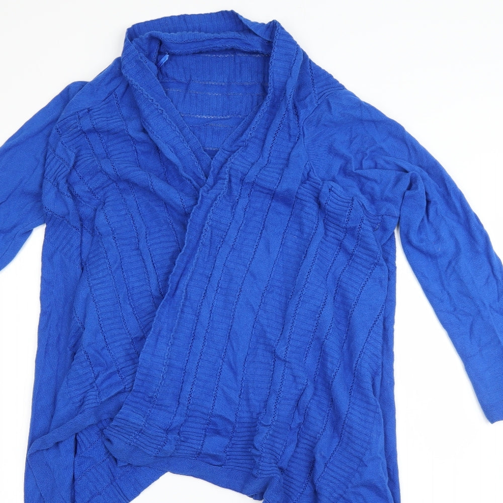 M&S Womens Blue V-Neck  Cotton Cardigan Jumper Size M