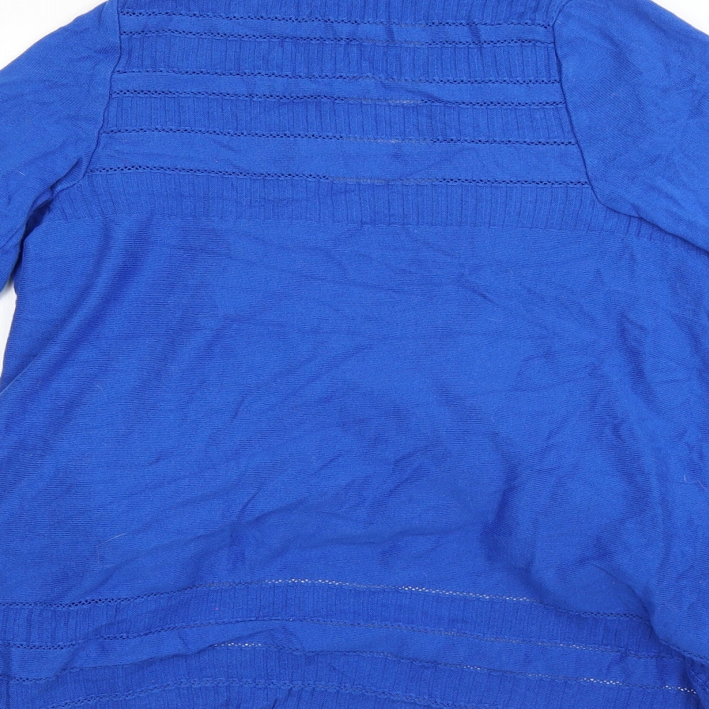 M&S Womens Blue V-Neck  Cotton Cardigan Jumper Size M