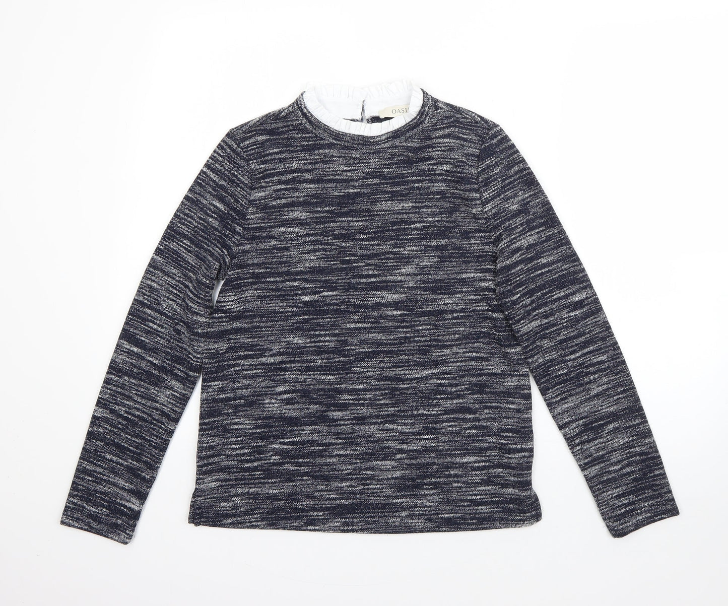Oasis Womens Blue Round Neck  Viscose Pullover Jumper Size XS