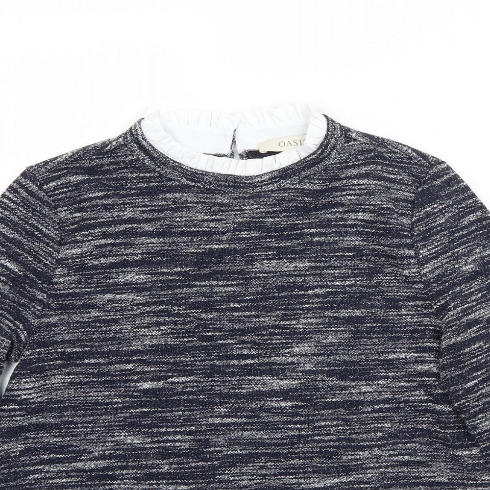 Oasis Womens Blue Round Neck  Viscose Pullover Jumper Size XS
