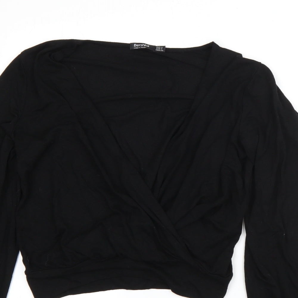 Bershka Womens Black V-Neck  Viscose Vest Jumper Size S
