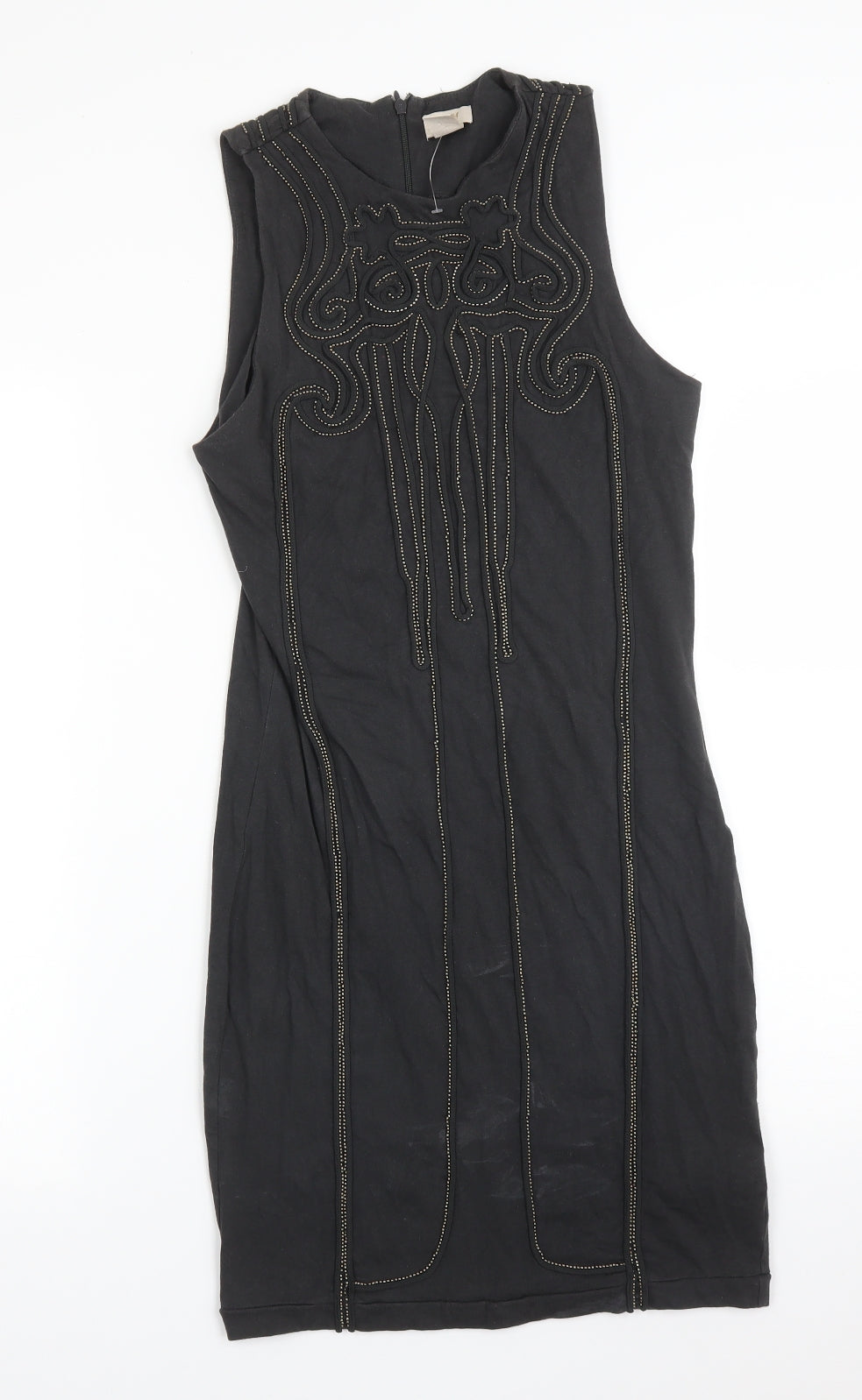 H&M Womens Grey  Cotton Bodycon  Size 10  Round Neck