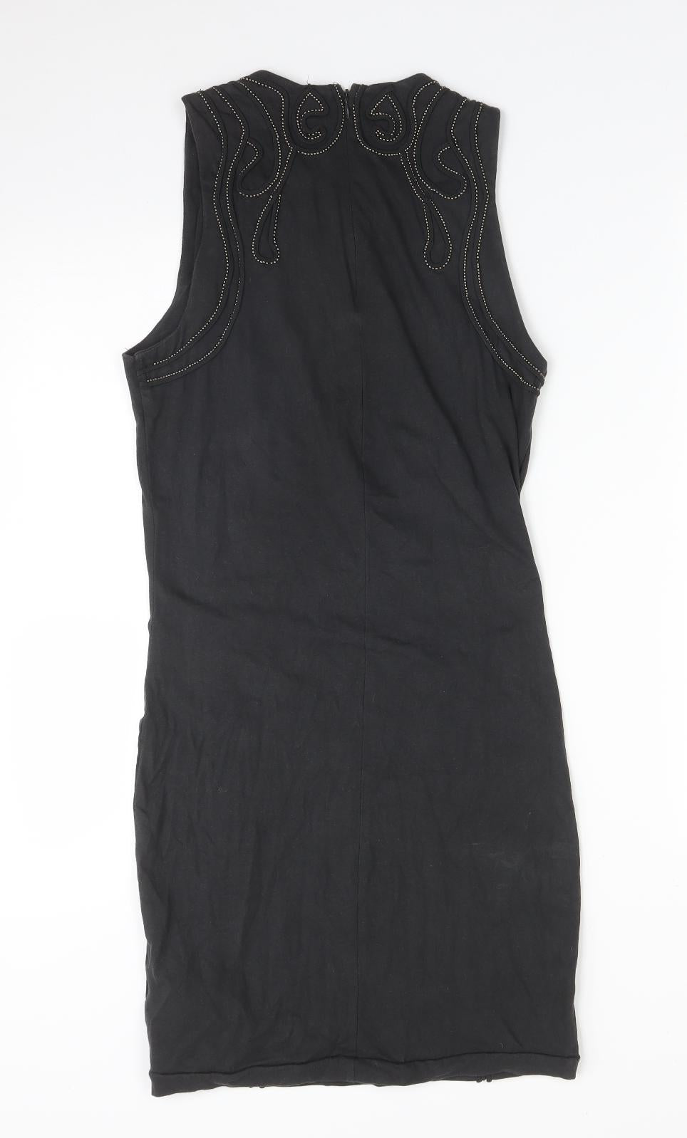 H&M Womens Grey  Cotton Bodycon  Size 10  Round Neck