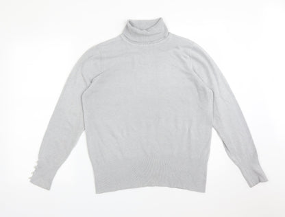 Preloved CMD Womens Grey  Acrylic Basic T-Shirt Size L Roll Neck - Front