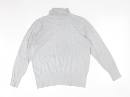 Preloved CMD Womens Grey  Acrylic Basic T-Shirt Size L Roll Neck - Back