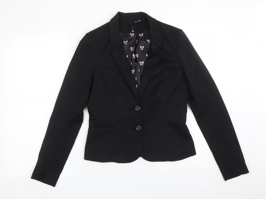 H&M Womens Black  Polyester Jacket Suit Jacket Size 12