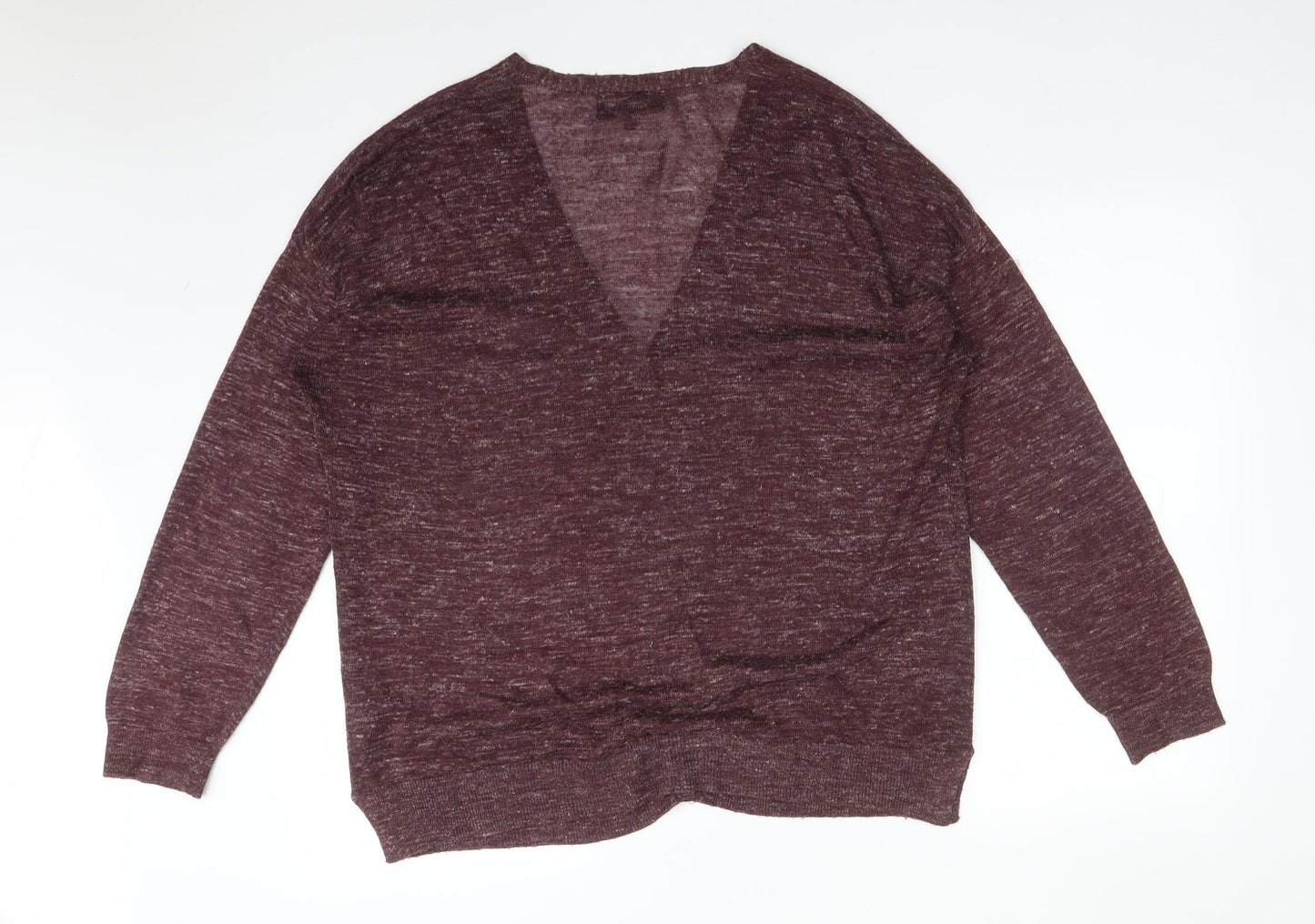 NEXT Womens Red V-Neck  Acrylic Cardigan Jumper Size 16