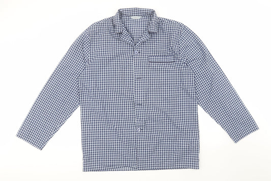 Marks and Spencer Mens Blue Plaid Polyester  Button-Up Size M Collared