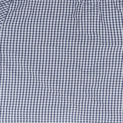 Preloved Marks and Spencer Mens Blue Plaid Polyester  Button-Up Size M Collared - Label