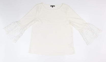 Preloved Cable & Gauge Womens Ivory Round Neck  Polyester Pullover Jumper Size L - Front