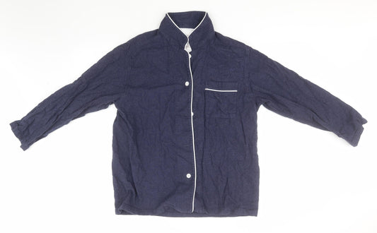 Preworn Mens Blue  Cotton  Button-Up Size L High Neck