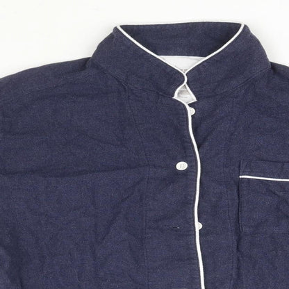 Preloved Preworn Mens Blue  Cotton  Button-Up Size L High Neck - Detail