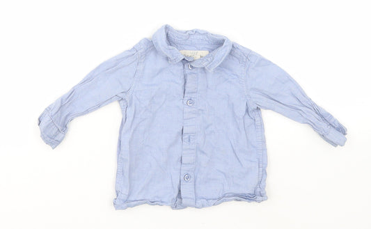 H&M Boys Blue  Cotton Basic Button-Up Size 3-6 Months Collared