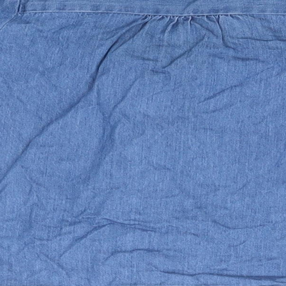 Matalan Girls Blue  Cotton Basic Button-Up Size 3-4 Years Crew Neck