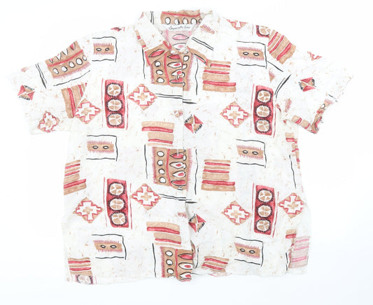 Separate Isse Womens White Geometric Viscose Basic Button-Up Size 20 Collared