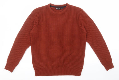Preloved Brave Soul Mens Red Round Neck  Acrylic Pullover Jumper Size L - Front