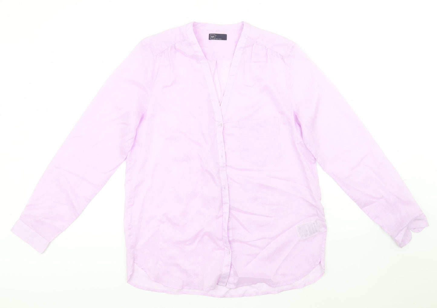 Gap Womens Blue  Lyocell Basic Button-Up Size L V-Neck
