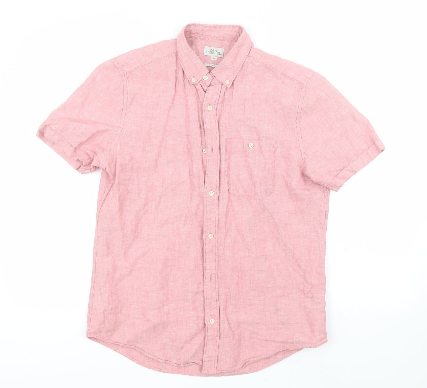 NEXT Womens Pink  Linen Basic Button-Up Size M Collared