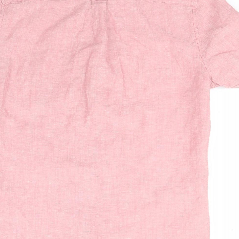 NEXT Womens Pink  Linen Basic Button-Up Size M Collared