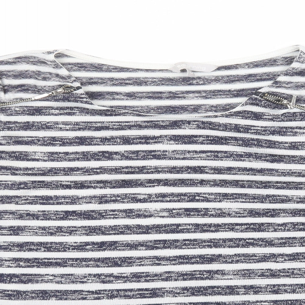 Red Herring Womens Blue Round Neck Striped Polyester Pullover Jumper Size 14