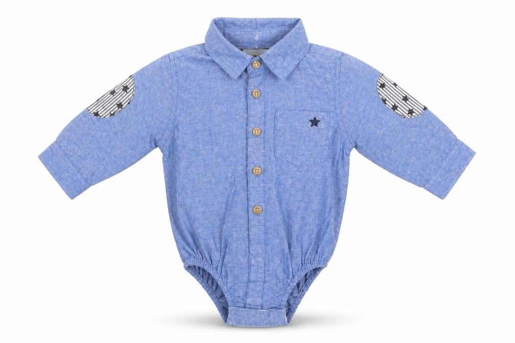 Little Gent Baby Blue  Cotton Romper One-Piece Size 0-3 Months